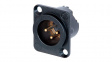 NC3MD-LX-B XLR Panel-mount male receptacle, 3 Poles DLX Soldering Connection Black