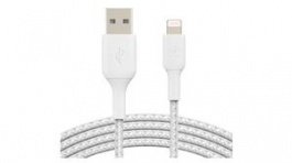 CAA002BT2MWH, Braided Cable Apple Lightning - USB-A Plug 2m White, BELKIN