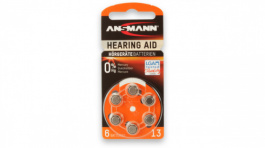 HEARING AID AZA13 BLISTER6, Hearing-aid battery 1.45 V 310 mAh, Ansmann
