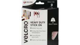 VEL-EC60246, Heavy Duty Stick On Tape 50 mm x 2.5 m White, VELCRO