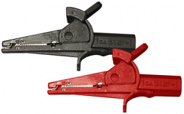 P7015, Safety crocodile clip diam. 4 mm red + black, PeakTech