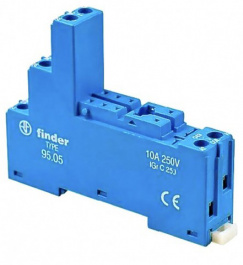 95.05SMA, Панелька; 10А; 250ВAC; Монтаж: DIN; Выводы: винтовые клеммы; IP20, FINDER