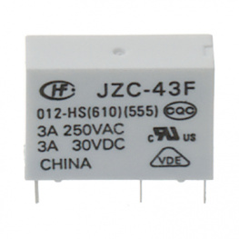 HF43F/012-HS (610), PCB power relay 12 VDC 200 mW, HONGFA