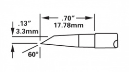SMTC-1147, Rework Cartridge Hoof, 60° bevelled, long reach 3.3 mm 330 °, Metcal