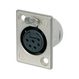 NC6FP-1, XLR Panel-mount female receptacle 6 Poles P Soldering Connection Nickel - Plated, Neutrik