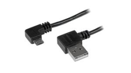 USB2AUB2RA1M, Charging Cable with Right Angled Connectors USB-A Plug - USB Micro-B Plug 1m USB 2.0 Black, StarTech.com