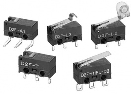 D2F-01-D, Микровыключатель 0.1 A Толкатель прямой 1 переключающий (CO), Omron