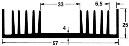KS97-1000E, Heat sink 1000 mm 2.2 K/W @ L=100 mm black anodised, Austerlitz