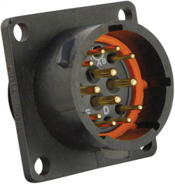 UTS014E12P, Panel Mount Plug with Flange UTS Hi Seal Poles=12 Male Housing size14, Souriau Esterline Sunbank