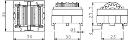 EH35-2.0-02-20M, Индуктор, радиальный 20 mH (2x) 2 A (2x), Schaffner