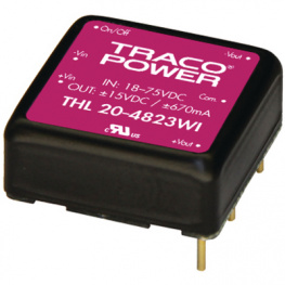 THL 20-2411WI, Преобразователь: DC/DC; 20Вт; Uвх: 9?36В; 5ВDC; Iвых: 4000мА; 1"x1", Traco Power