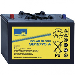 SB12/75 A, Lead-Acid Battery, 12 V 75 Ah, Exide
