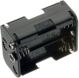 BH363B, Battery holder 2 x 3 x AA Battery contact, COMF