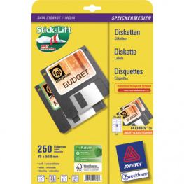 L4738REV-25, Diskette Labels, 70 x 50.8 mm, 250 pieces, White, Zweckform