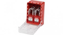 149175, Compact Lock Box with 6 Locks, Keyed Different, Polycarbonate, 102x145x69mm, Red, Brady