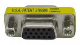 RND 205-00934, Mini Gender Changer, HDB15 Socket to HDB15 Socket, Silver, RND Connect
