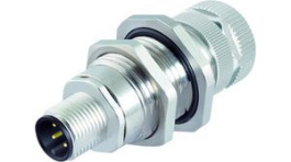 09 5245 00 04, M12 Panel Mount Plug, D-Coded, 4P, M-F, Binder