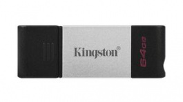 DT80/64GB, USB Stick, DataTraveler 80, 64GB, USB 3.2, Black / Grey, Kingston