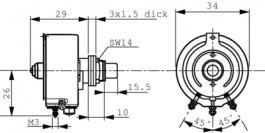 DP20 5R0 J, Wirewound Potentiometer, 5 Ohm, Screw Connection, Widap AG