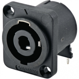 SP-4-MDH, Speaker panel-mount female receptacle black 4P, Amphenol