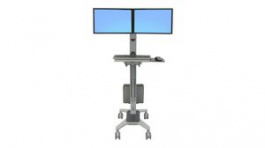 24-194-055, Dual LCD Monitor Mobile Workstation, Adjustable, 432 x 521mm x 1.7m, 20.9kg, Ergotron