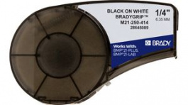 151514, BradyGrip Hook Fastener Label Tape, Polypropylene, 6.35mm x 3m, White, Brady