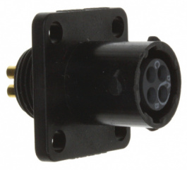 UTS08E4S, Panel Mount Socket with Flange UTS Hi Seal Poles=4 Female Housing size8, Souriau Esterline Sunbank
