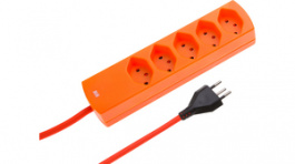 127046, Outlet strip, 5xJ (T13), flourescent orange, Max Hauri