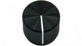 RND 210-00357, Aluminium Knob, black, 6.4 mm shaft, RND Components