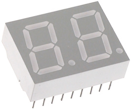 HDSP-523E, Дисплей: LED; 7-сегментный; 14,22мм; красный; 2,28-7,69мкд; катод, Broadcom (Avago)