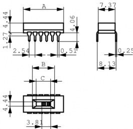 ASF2204, Slide switches on-on 2P, TE Connectivity