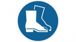 RND 605-00163, Protective Footwear Sign, Mandatory Action, Round, White on Blue, Plastic, 1pcs, RND Lab