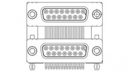173114-0106, Dual Port D-Sub Connector, Socket, DE-9, Through Hole, FCT