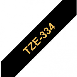 TZE-334, Этикеточная лента 12 mm золотой на черный, Brother