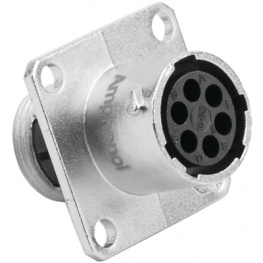 RT0010-6SNH, Square flange receptacle 6P, Amphenol