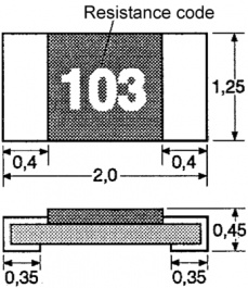RK73H2ATTD20R0F, Резистор, SMD 20 Ω ± 1 %, KOA