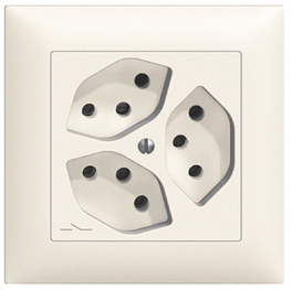 87303.FMI.S.61, Tripple Socket Outlet 88 x 88 x 41 mm 10 A White, Feller CH