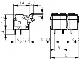 255-402, Клеммник; 5мм; с кнопкой; Контактные группы:2; 16А; 250В, Wago