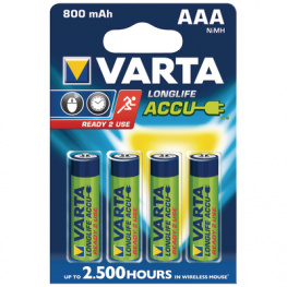 56703101404 [4 шт], NiMH rechargeable battery AAA 1.2 V 800 mAh, Varta