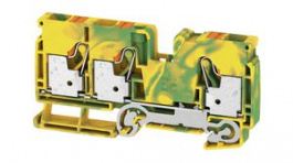 2490590000, Terminal Block, Push-In, 3 Poles, 10mm2, Green / Yellow, Weidmuller