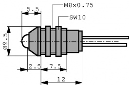 WU-A-G5-BLI, Flash. LED, chrome fitting green 5 mm, Vossloh