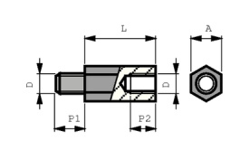 99134-70100 / DSS4070X10 D, Spacer bolt, galvanized steel 10 mm 7 mm, S.A Bourqui Jean