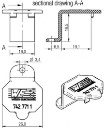 7427711, Mounting clip, "STAR-CLIP", WURTH Elektronik