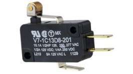 V7-1C13D8-201, Микропереключатель SNAP ACTION; с роликом; SPDT; 15A/277ВAC, Honeywell