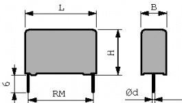 B32923C3105M189, X2-конденсатор 1 uF 305 VAC, TDK-Epcos