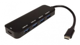 14.99.5038, USB Hub with PD, USB 3.0, USB C Plug, Black, 4x USB A Socket/USB C Socket - USB C Plug, Value