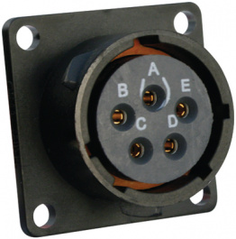 UTS014E5S, Panel Mount Socket with Flange UTS Hi Seal Poles=5 Female Housing size14, Souriau Esterline Sunbank