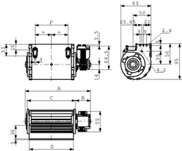 QLZ06 0600-2513, Cross-flow blower AC 230 VACMotorright, Ebmpapst