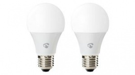 WIFILC20WTE27, 2x Wi-Fi Smart LED Bulbs E27 40W RGB/Warm White 470lm, Nedis (HQ)