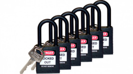 813595 [6 шт], Safety Padlock;Black;Nylon, Brady